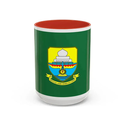 Flag of Jambi Indonesia - Accent Coffee Mug 15oz Red - Go Mug Yourself