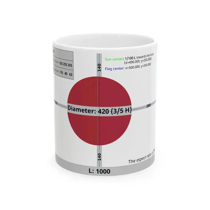 Flag of Japan 1870-1999 - Construction sheet (Japan) White Coffee Mug 11oz - Go Mug Yourself