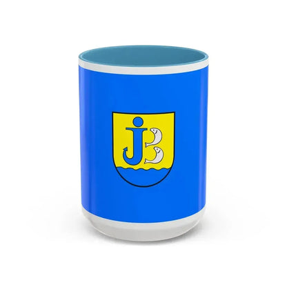 Flag of Jastarnia Poland - Accent Coffee Mug 15oz Light Blue - Go Mug Yourself