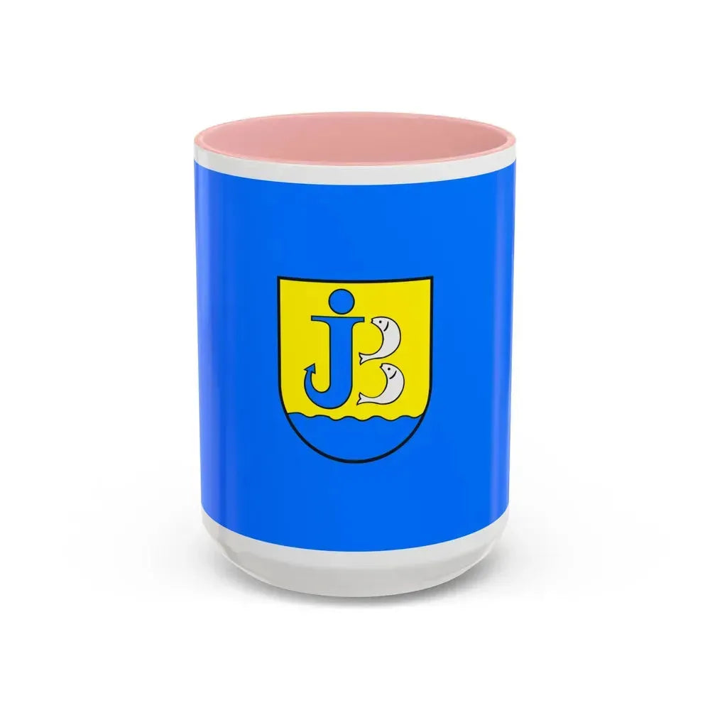 Flag of Jastarnia Poland - Accent Coffee Mug 15oz Pink - Go Mug Yourself
