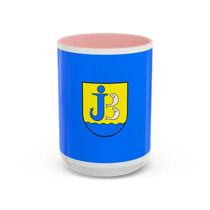 Flag of Jastarnia Poland - Accent Coffee Mug 15oz Pink - Go Mug Yourself