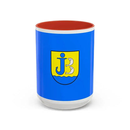 Flag of Jastarnia Poland - Accent Coffee Mug 15oz Red - Go Mug Yourself