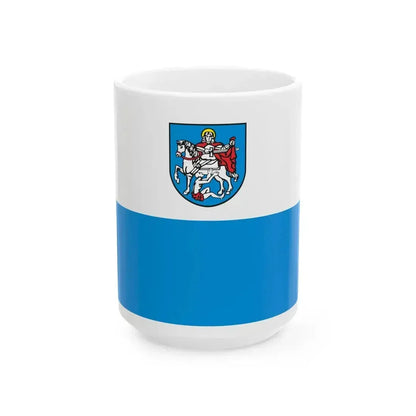 Flag of Jawor with arms (Poland) White Coffee Mug 15oz - Go Mug Yourself