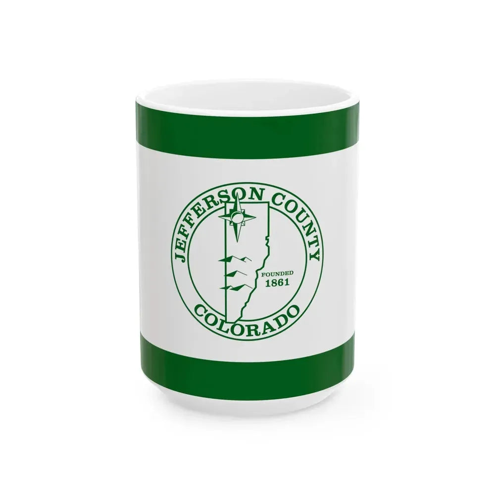 Flag of Jefferson County Colorado (United States) White Coffee Mug 15oz - Go Mug Yourself