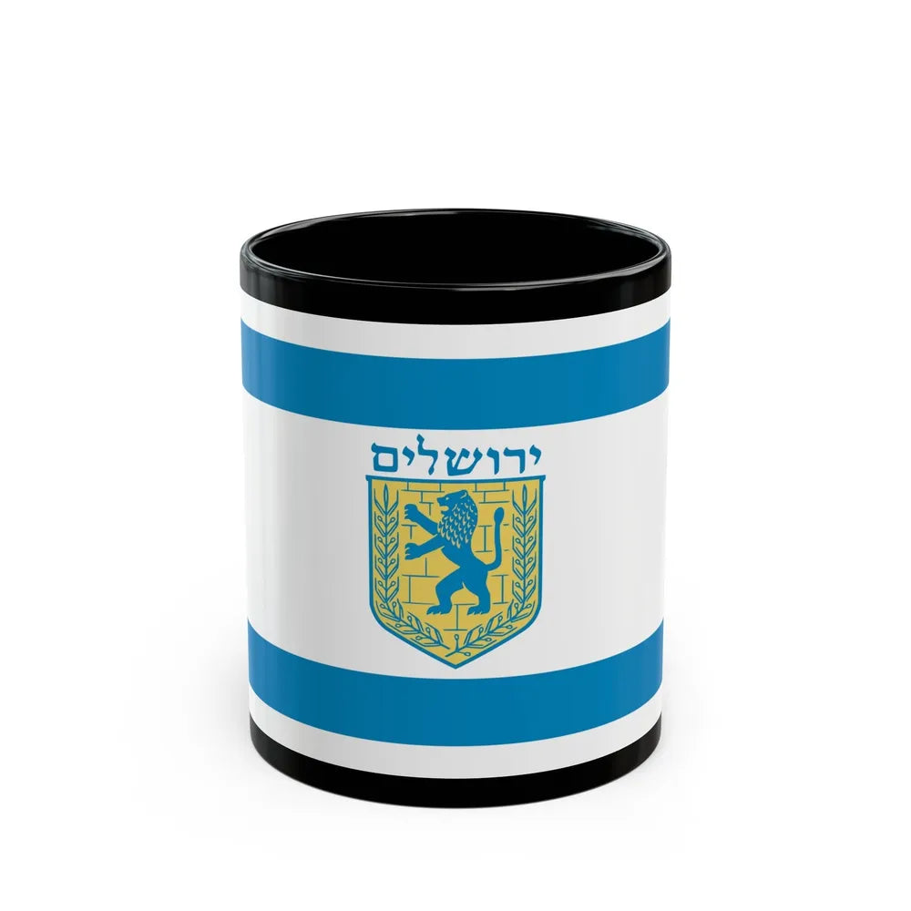 Flag of Jerusalem Israel - Black Coffee Mug-11oz-Go Mug Yourself