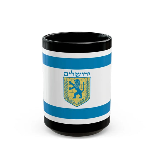 Flag of Jerusalem Israel - Black Coffee Mug-15oz-Go Mug Yourself