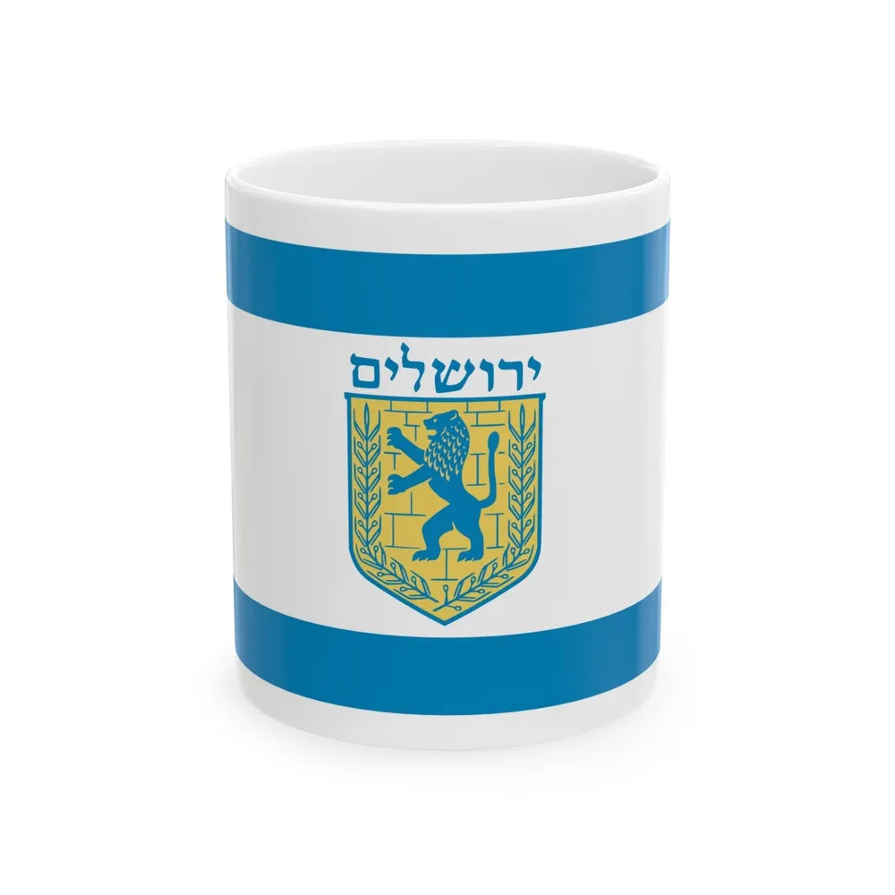 Flag of Jerusalem Israel - White Coffee Mug-11oz-Go Mug Yourself