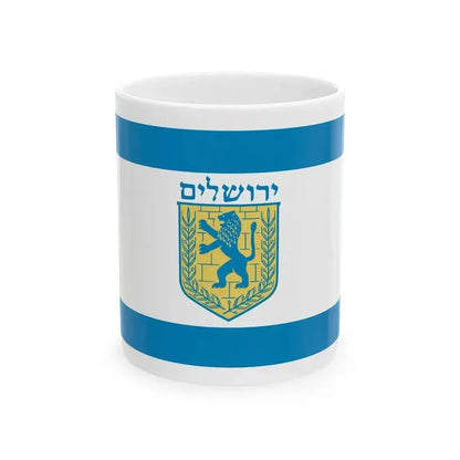 Flag of Jerusalem Israel - White Coffee Mug 11oz - Go Mug Yourself