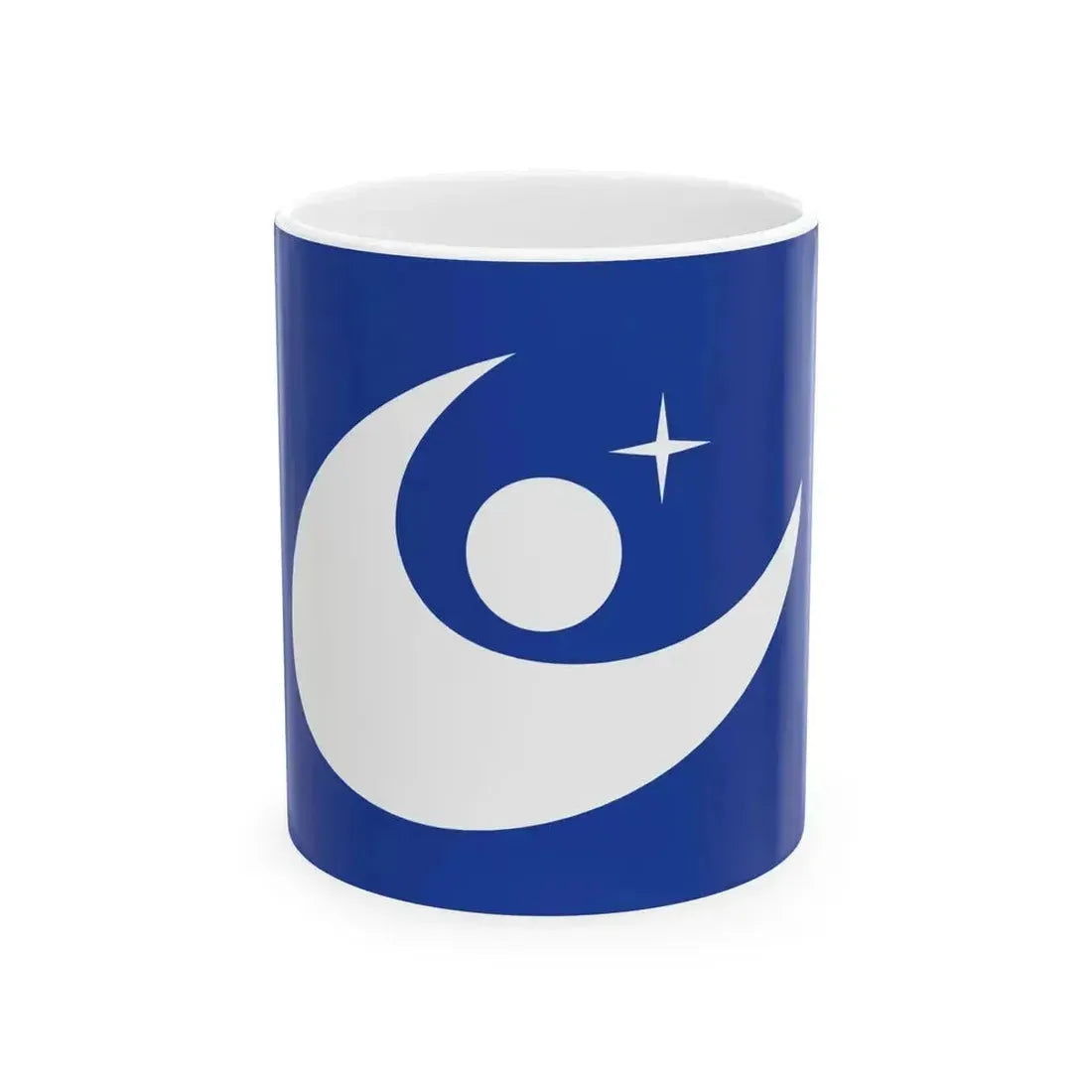 Flag of Jinsekikogen Hiroshima Blue (Japan) White Coffee Mug 11oz - Go Mug Yourself