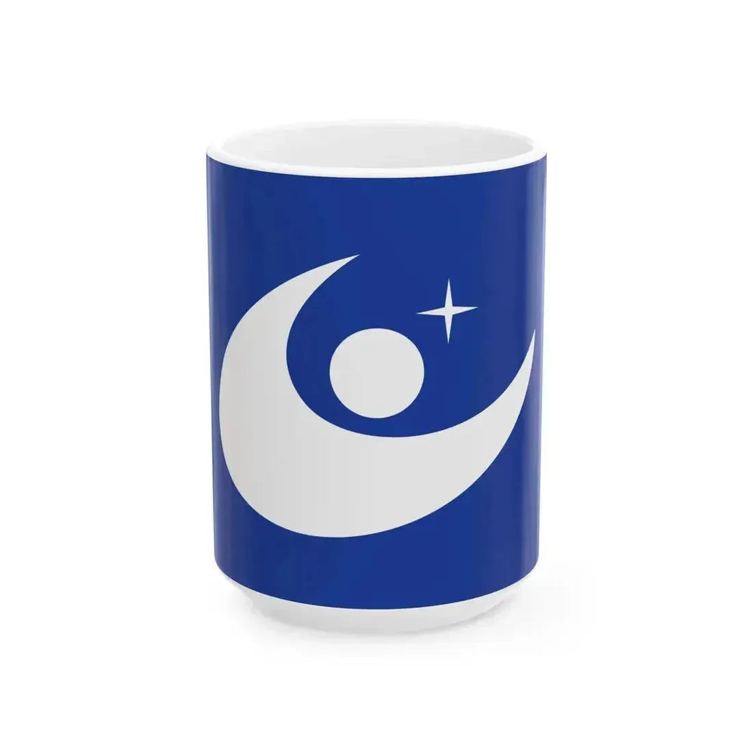 Flag of Jinsekikogen Hiroshima Blue (Japan) White Coffee Mug 15oz - Go Mug Yourself