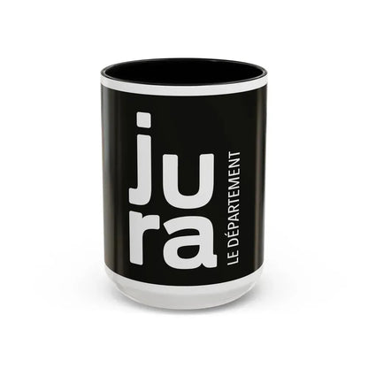 Flag of Jura France - Accent Coffee Mug 15oz Black - Go Mug Yourself