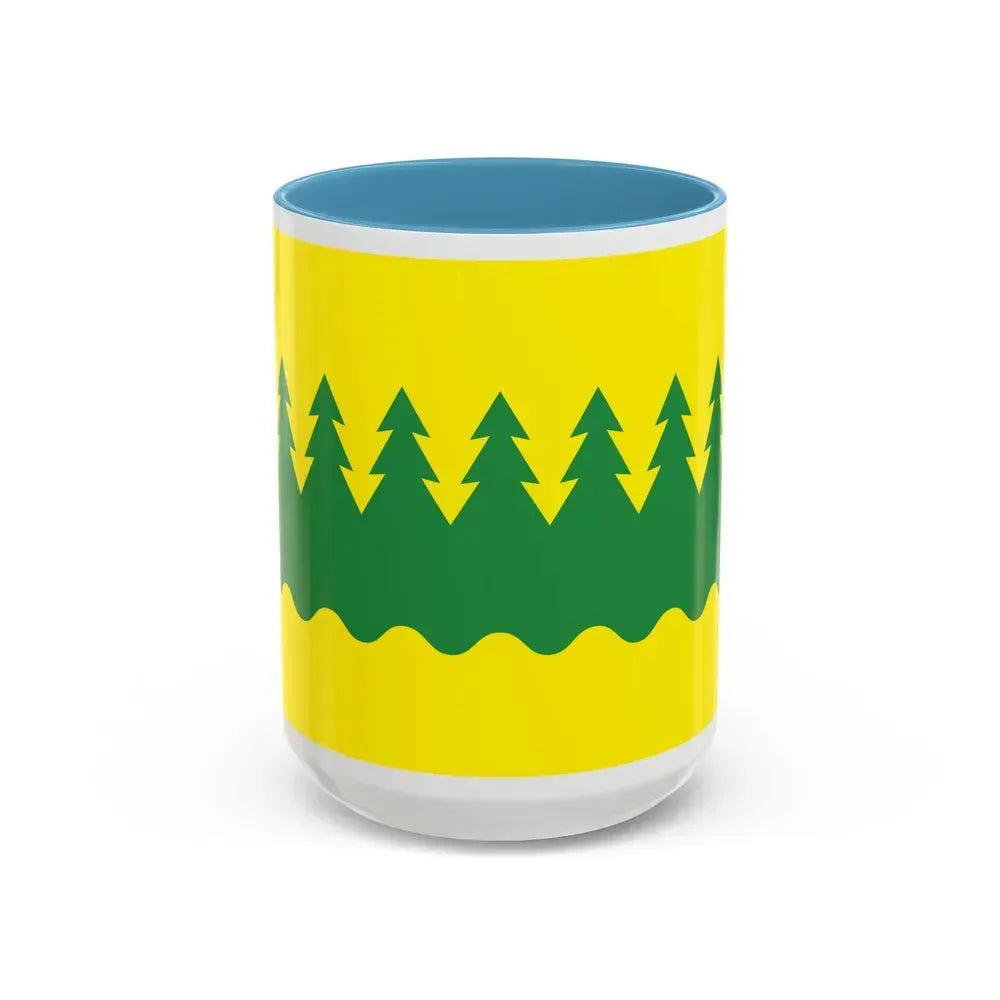 Flag of Kainuu Finland - Accent Coffee Mug 15oz Light Blue - Go Mug Yourself