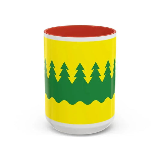 Flag of Kainuu Finland - Accent Coffee Mug 15oz Red - Go Mug Yourself
