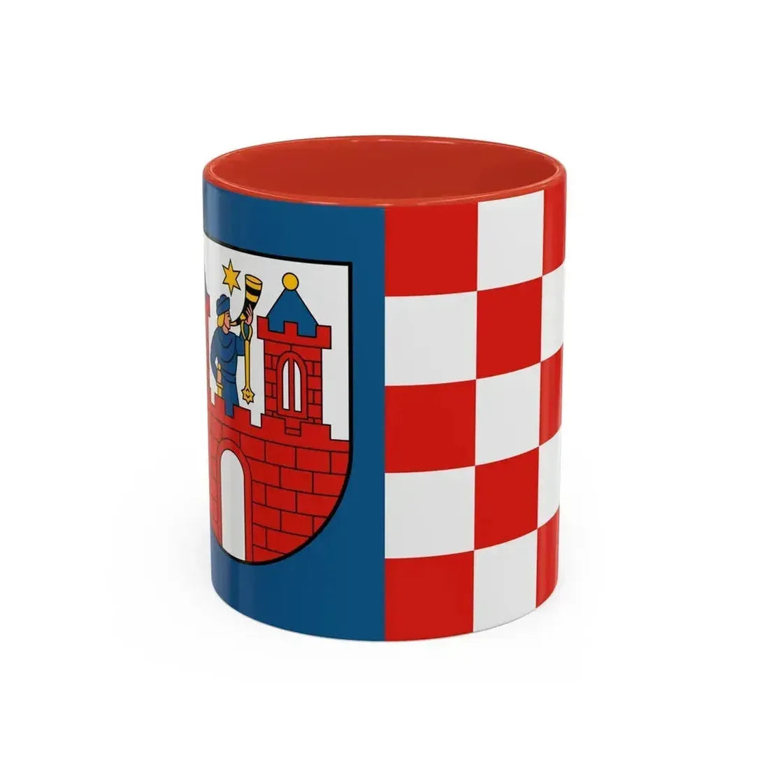 Flag of Kalisz Poland - Accent Coffee Mug 11oz Red - Go Mug Yourself