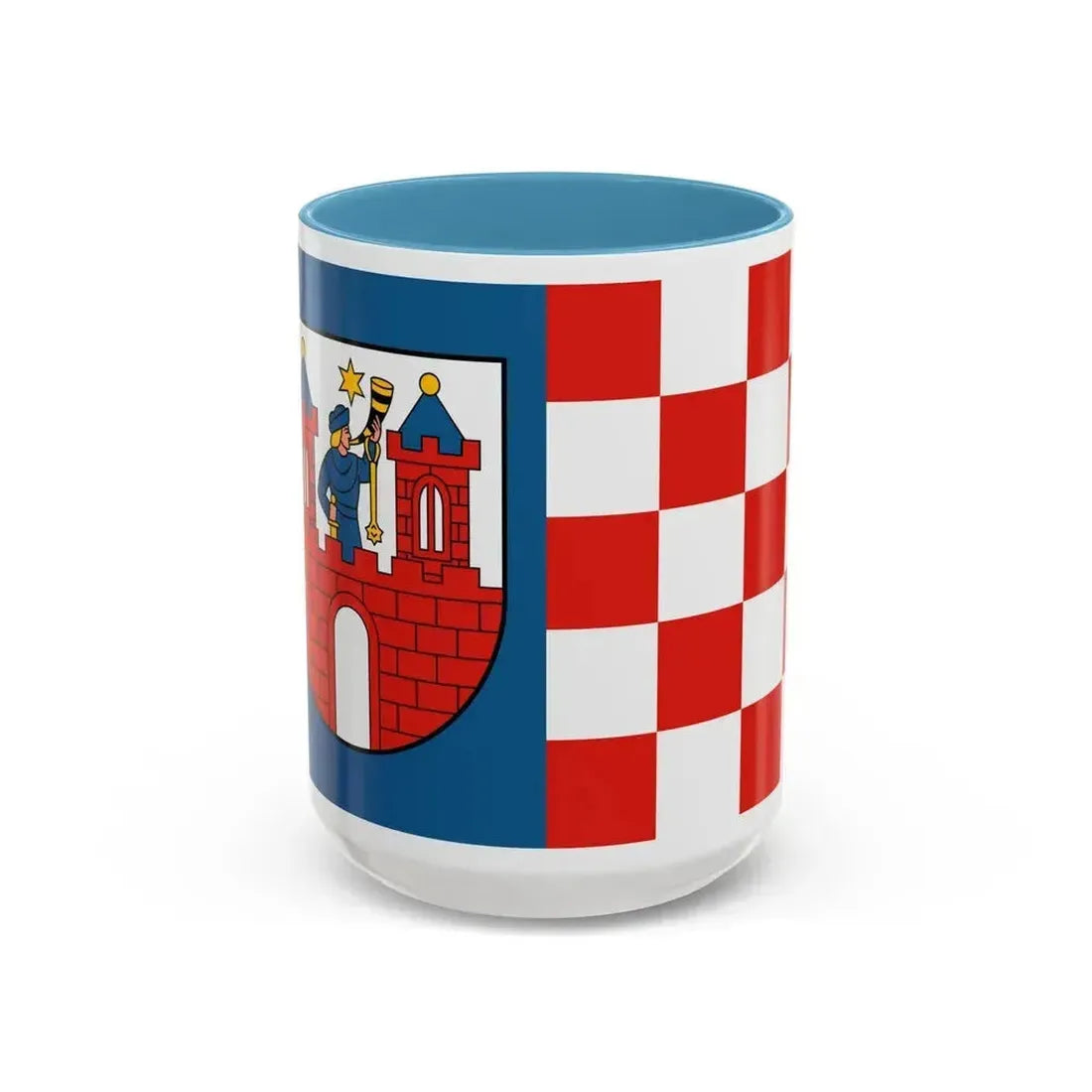 Flag of Kalisz Poland - Accent Coffee Mug 15oz Light Blue - Go Mug Yourself