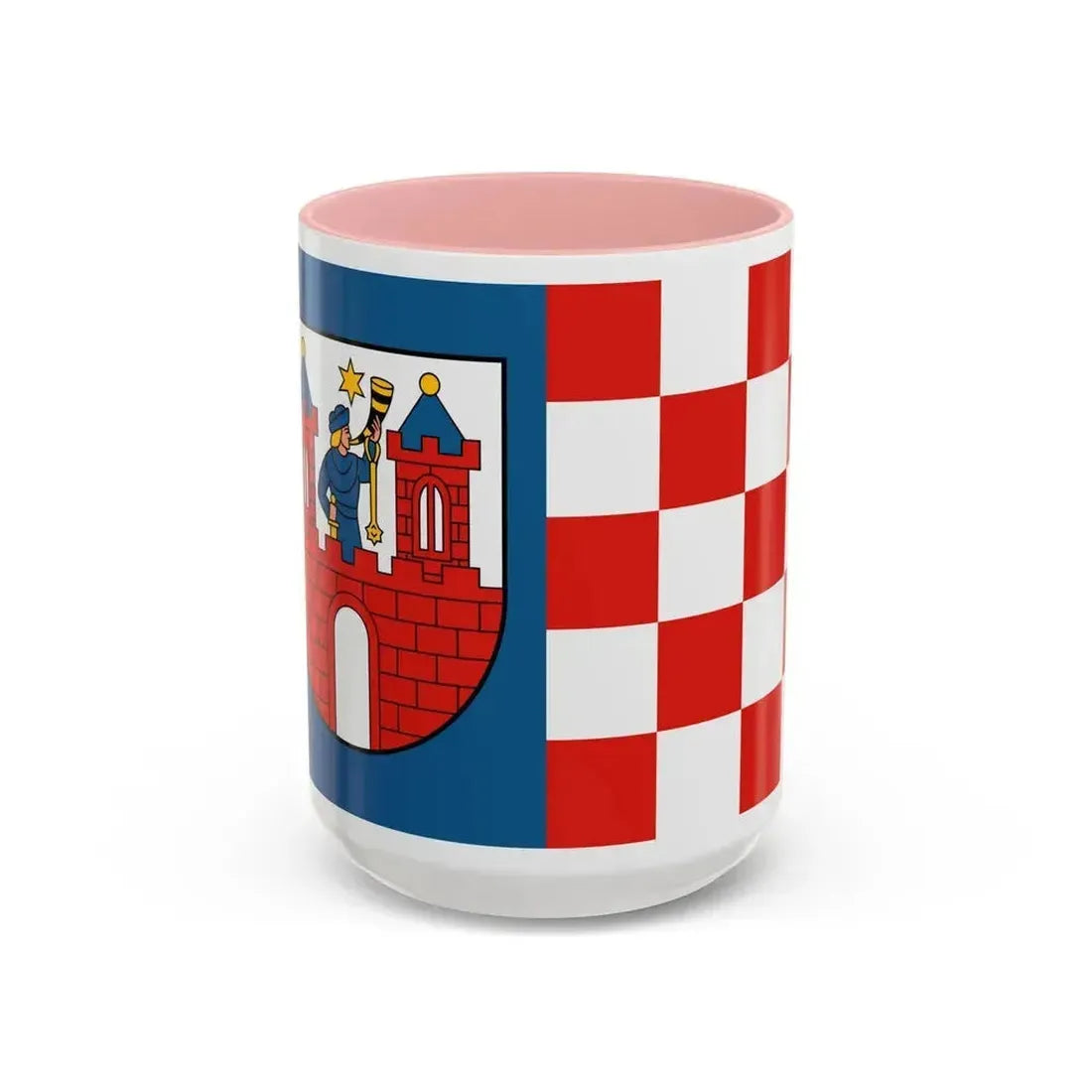 Flag of Kalisz Poland - Accent Coffee Mug 15oz Pink - Go Mug Yourself