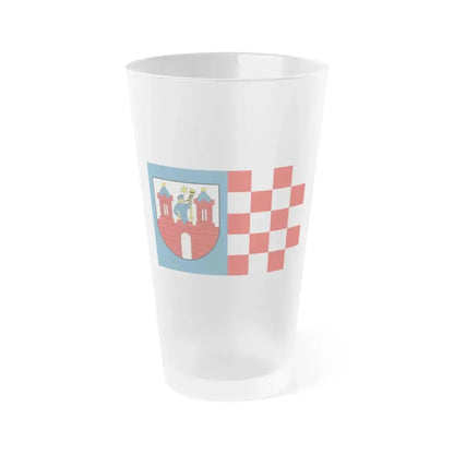 Flag of Kalisz Poland - Frosted Pint Glass 16oz 16oz Frosted - Go Mug Yourself