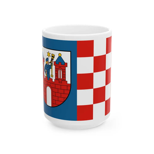 Flag of Kalisz Poland - White Coffee Mug-15oz-Go Mug Yourself