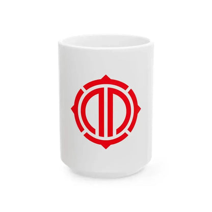 Flag of Kamaishi Iwate red version (Japan) White Coffee Mug 15oz - Go Mug Yourself