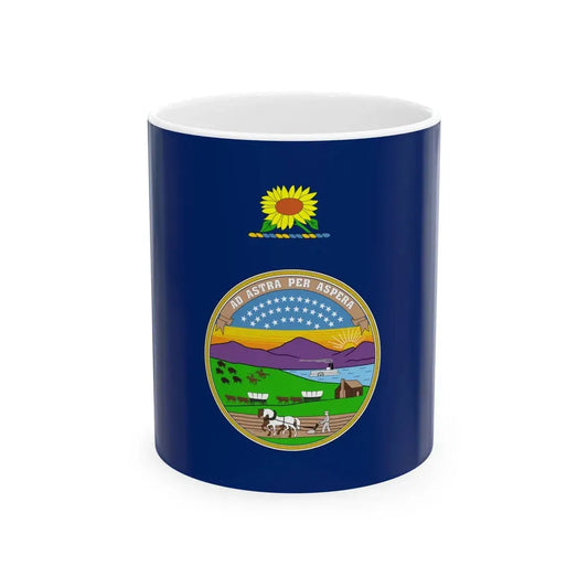 Flag of Kansas 1927-1961 (United States) White Coffee Mug 11oz - Go Mug Yourself