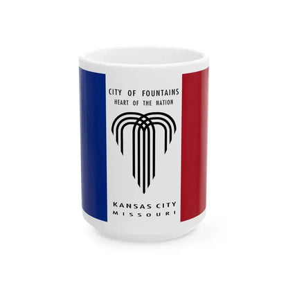 Flag of Kansas City Missouri 1995-2023 (United States) White Coffee Mug 15oz - Go Mug Yourself