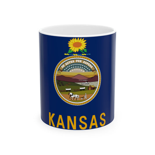 Flag of Kansas State (United States) White Coffee Mug-11oz-Go Mug Yourself