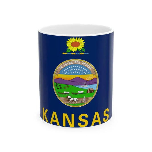 Flag of Kansas (United States) White Coffee Mug 11oz - Go Mug Yourself
