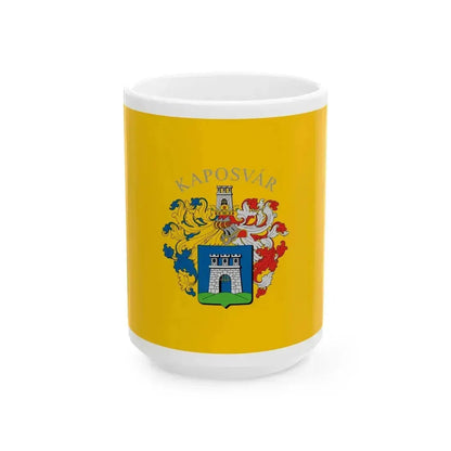Flag of Kaposvar variant (Hungary) White Coffee Mug 15oz - Go Mug Yourself