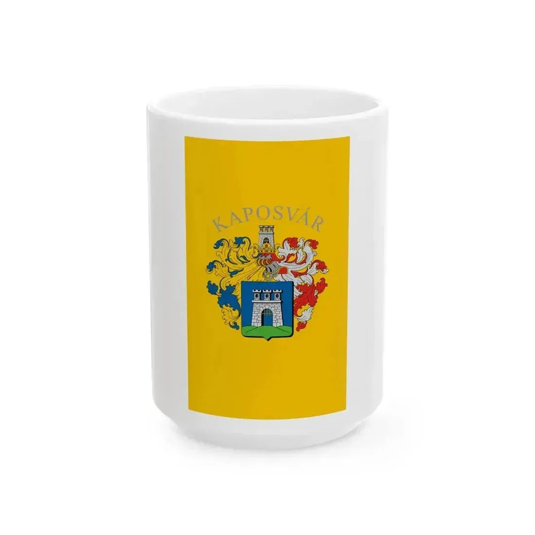 Flag of Kaposvar vertical (Hungary) White Coffee Mug 15oz - Go Mug Yourself