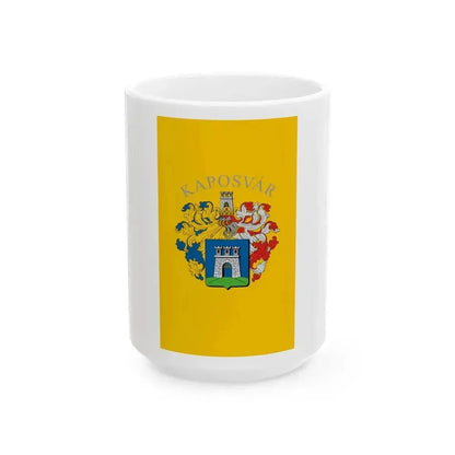 Flag of Kaposvar vertical (Hungary) White Coffee Mug 15oz - Go Mug Yourself