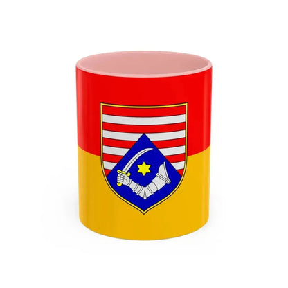 Flag of Karlovac County Croatia - Accent Coffee Mug 11oz Pink - Go Mug Yourself