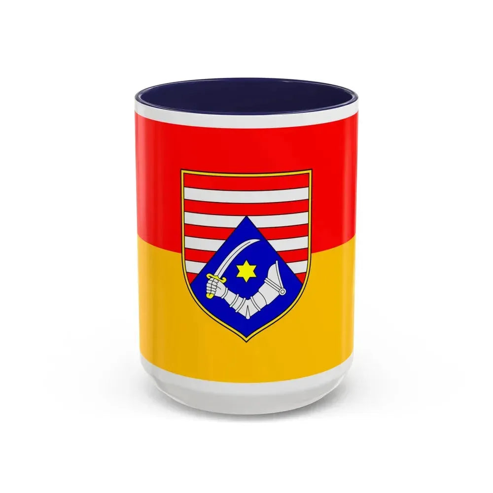 Flag of Karlovac County Croatia - Accent Coffee Mug 15oz Navy - Go Mug Yourself