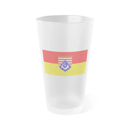 Flag of Karlovac County Croatia - Frosted Pint Glass 16oz 16oz Frosted - Go Mug Yourself