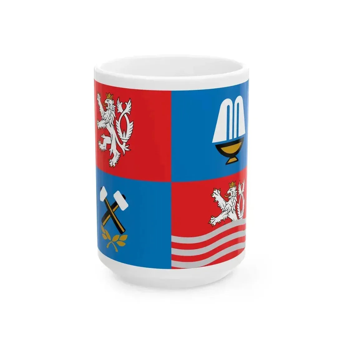 Flag of Karlovy Vary Region (Czech Republic) White Coffee Mug 15oz - Go Mug Yourself