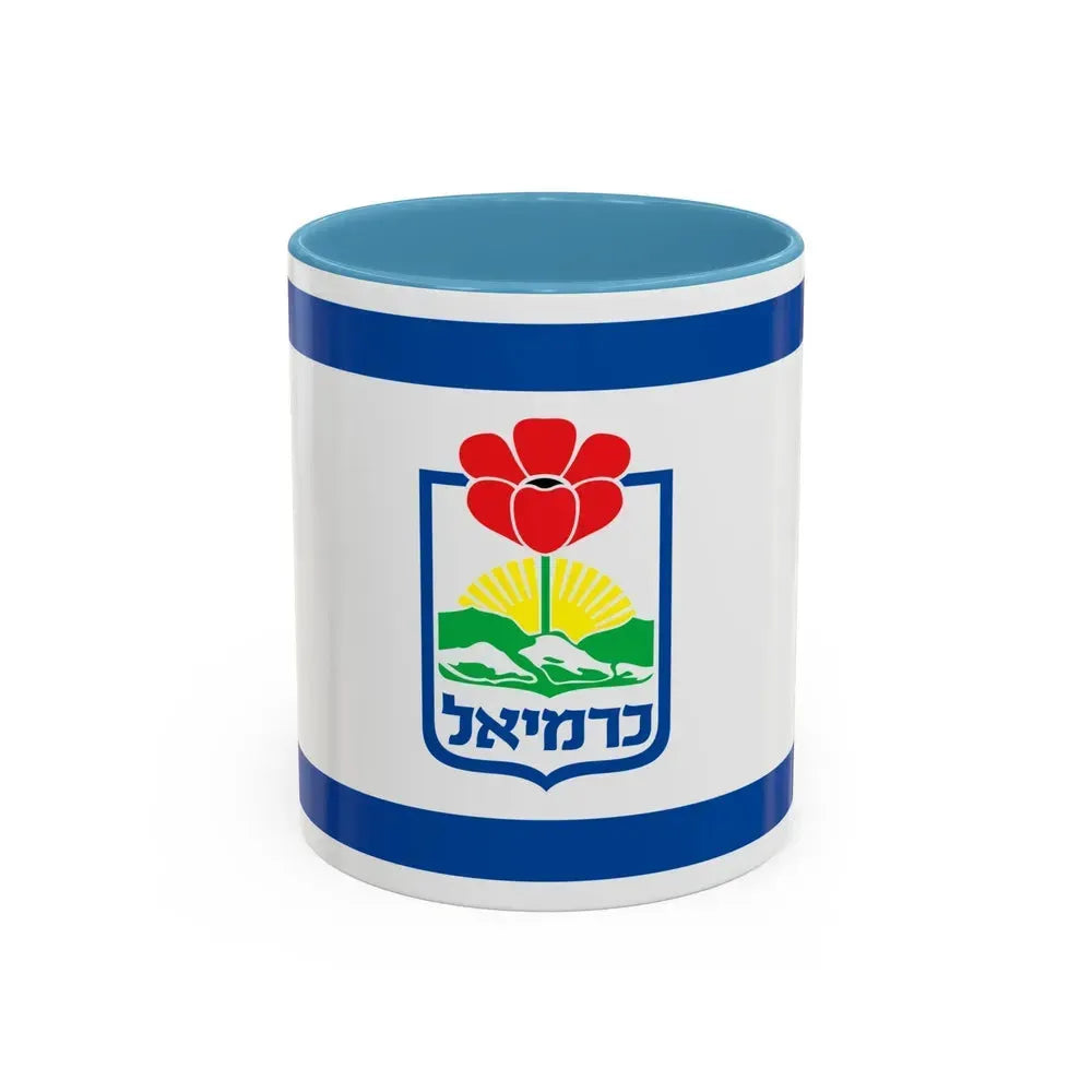 Flag of Karmiel Israel - Accent Coffee Mug 11oz Light Blue - Go Mug Yourself
