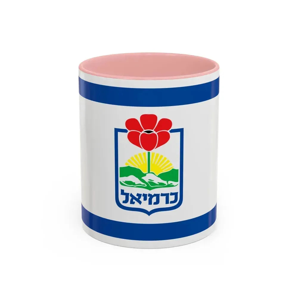 Flag of Karmiel Israel - Accent Coffee Mug 11oz Pink - Go Mug Yourself