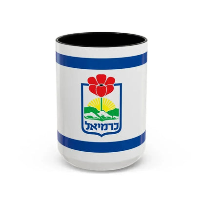Flag of Karmiel Israel - Accent Coffee Mug 15oz Black - Go Mug Yourself