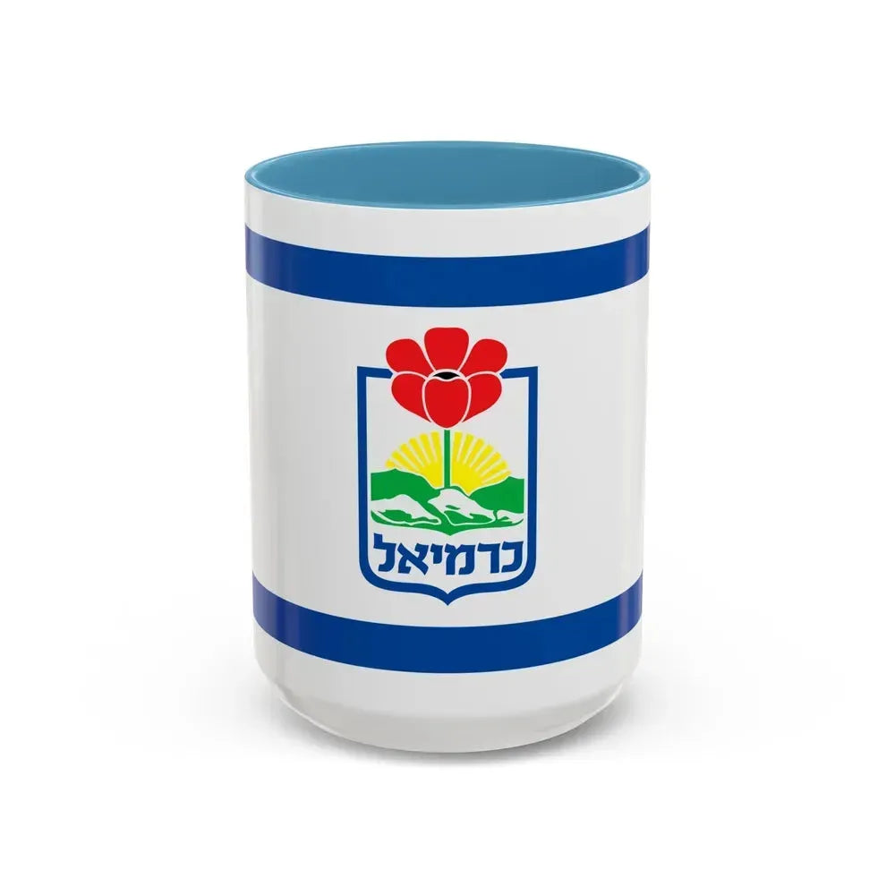 Flag of Karmiel Israel - Accent Coffee Mug 15oz Light Blue - Go Mug Yourself
