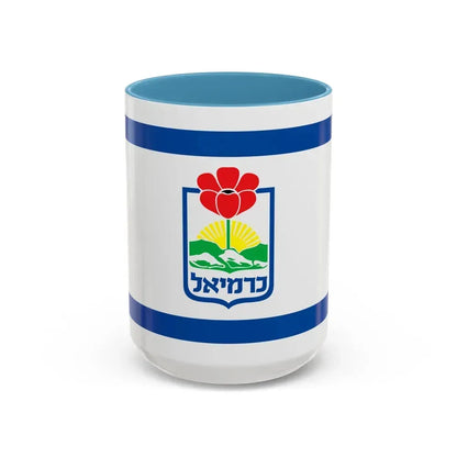 Flag of Karmiel Israel - Accent Coffee Mug 15oz Light Blue - Go Mug Yourself