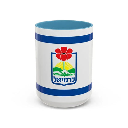 Flag of Karmiel Israel - Accent Coffee Mug 15oz Light Blue - Go Mug Yourself