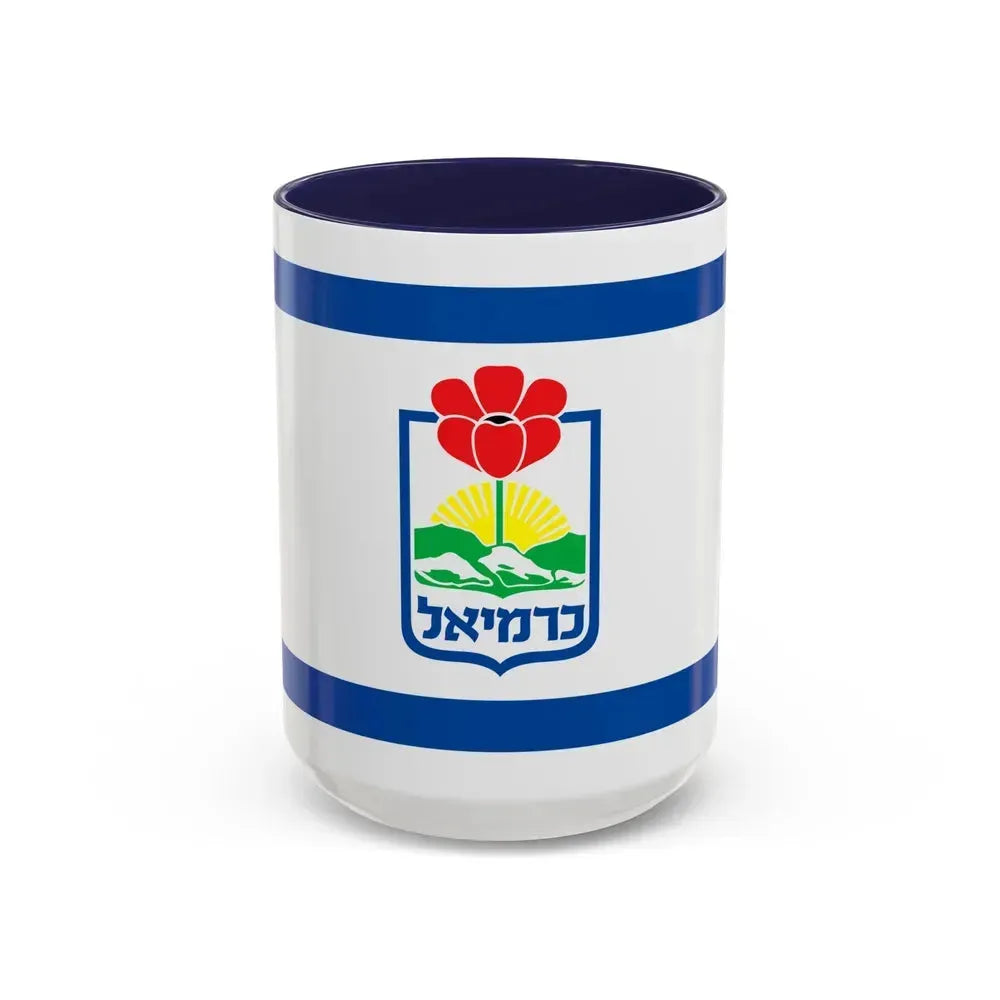 Flag of Karmiel Israel - Accent Coffee Mug 15oz Navy - Go Mug Yourself
