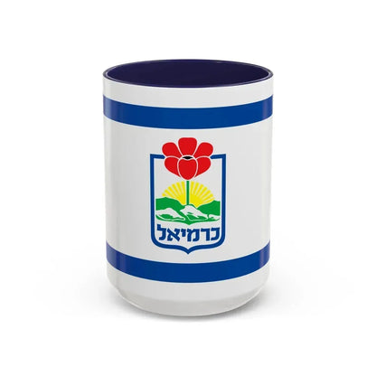Flag of Karmiel Israel - Accent Coffee Mug 15oz Navy - Go Mug Yourself