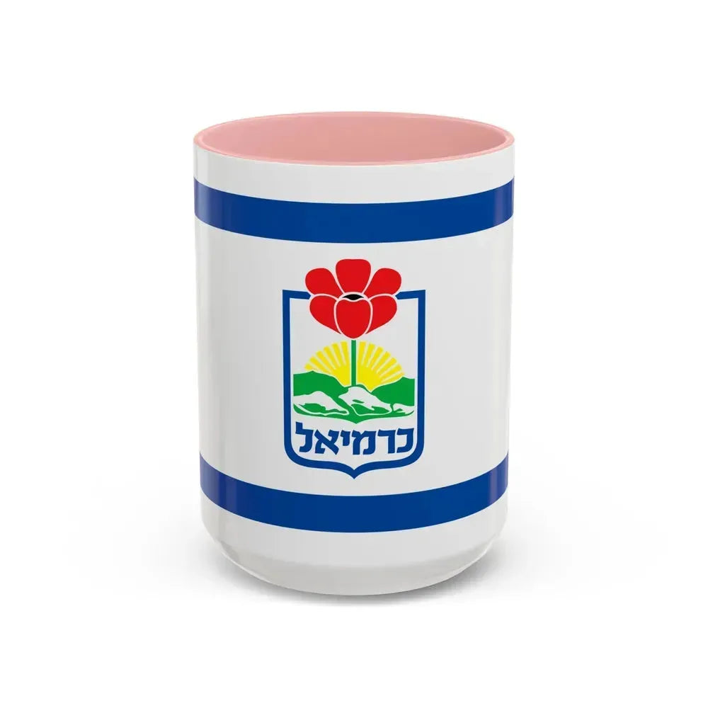 Flag of Karmiel Israel - Accent Coffee Mug 15oz Pink - Go Mug Yourself