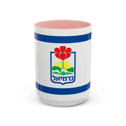 Flag of Karmiel Israel - Accent Coffee Mug 15oz Pink - Go Mug Yourself