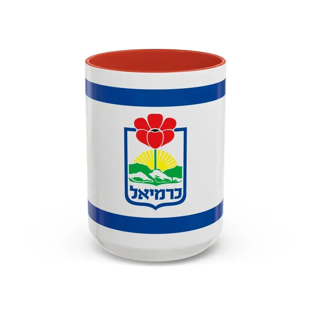 Flag of Karmiel Israel - Accent Coffee Mug 15oz Red - Go Mug Yourself