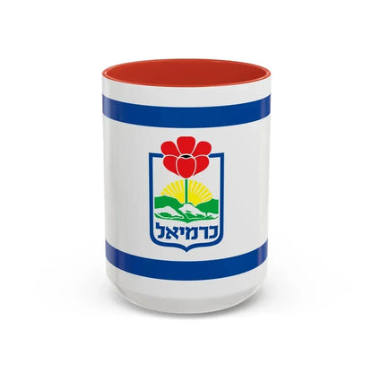 Flag of Karmiel Israel - Accent Coffee Mug 15oz Red - Go Mug Yourself