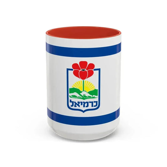 Flag of Karmiel Israel - Accent Coffee Mug 15oz Red - Go Mug Yourself