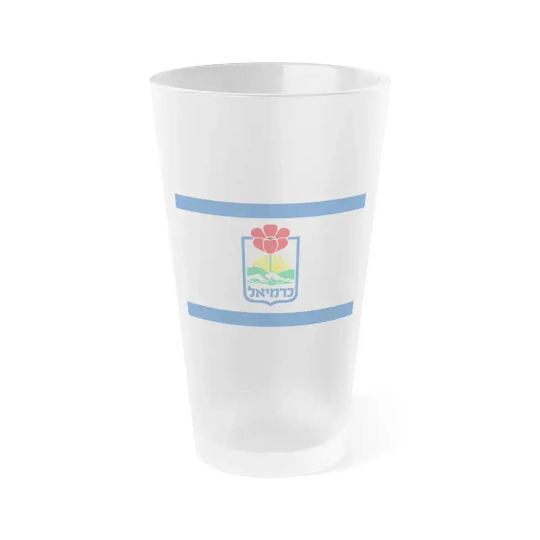 Flag of Karmiel Israel - Frosted Pint Glass 16oz 16oz Frosted - Go Mug Yourself