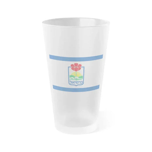 Flag of Karmiel Israel - Frosted Pint Glass 16oz 16oz Frosted - Go Mug Yourself
