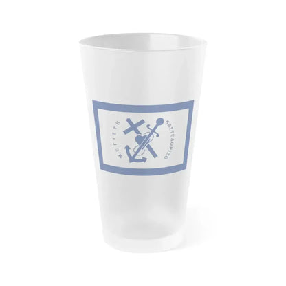 Flag of Kastellorizo Greece - Frosted Pint Glass 16oz 16oz Frosted - Go Mug Yourself
